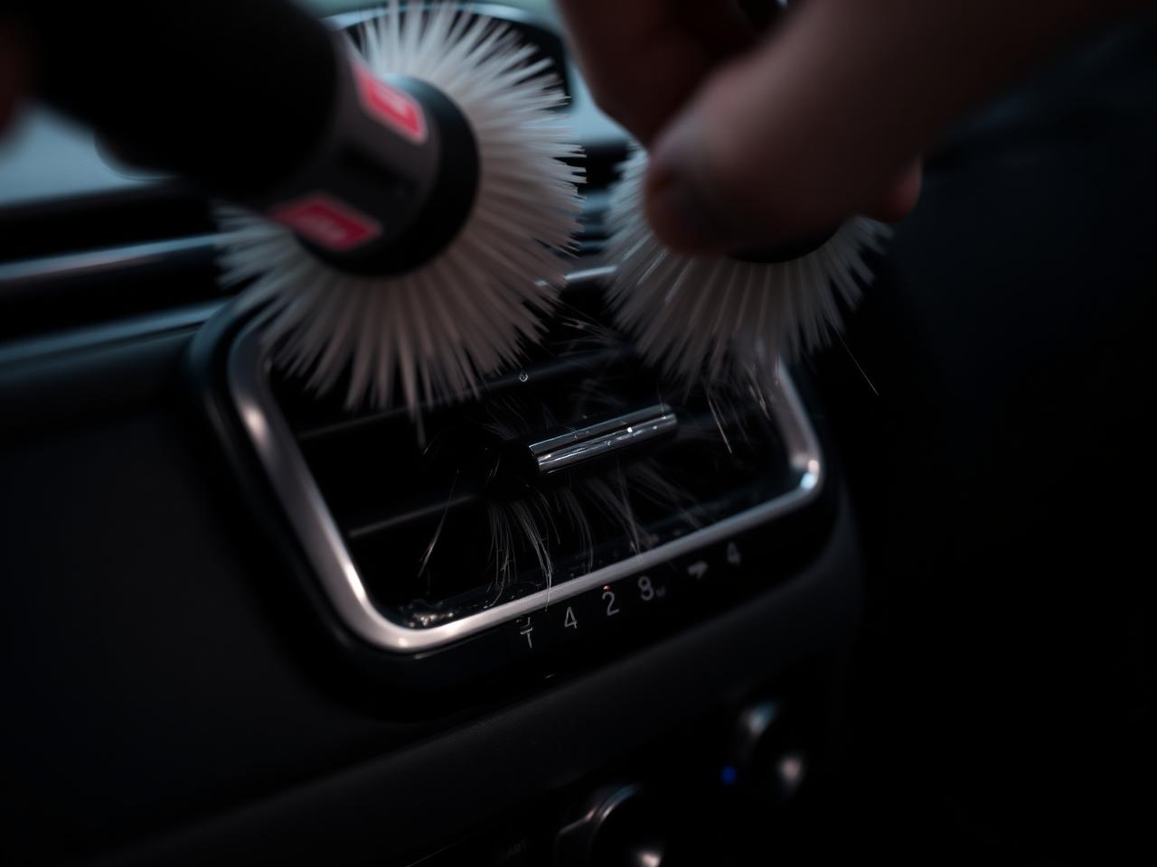 AC vent cleaning with detailing brush